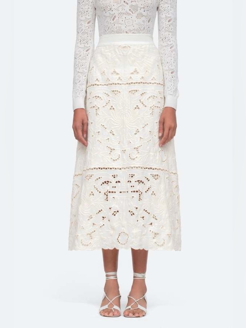 Sea NY Blaire Eyelet Skirt White Embroidered‎ Size 4